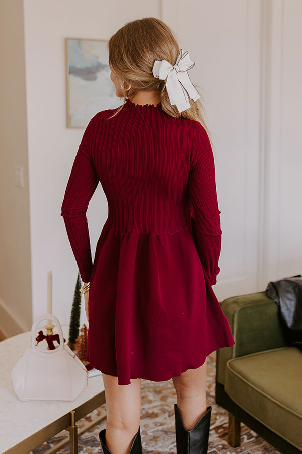 Vineyard Dreaming Knit Mini Dress in Wine Image - 4