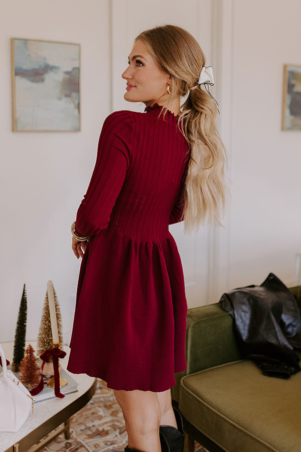 Vineyard Dreaming Knit Mini Dress in Wine Image - 3