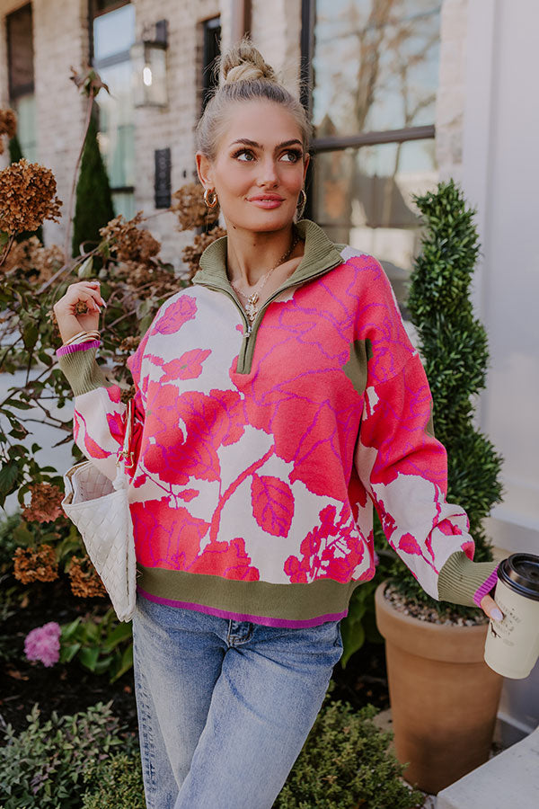 Cider And Sunsets Floral Sweater in Pink Image - 1