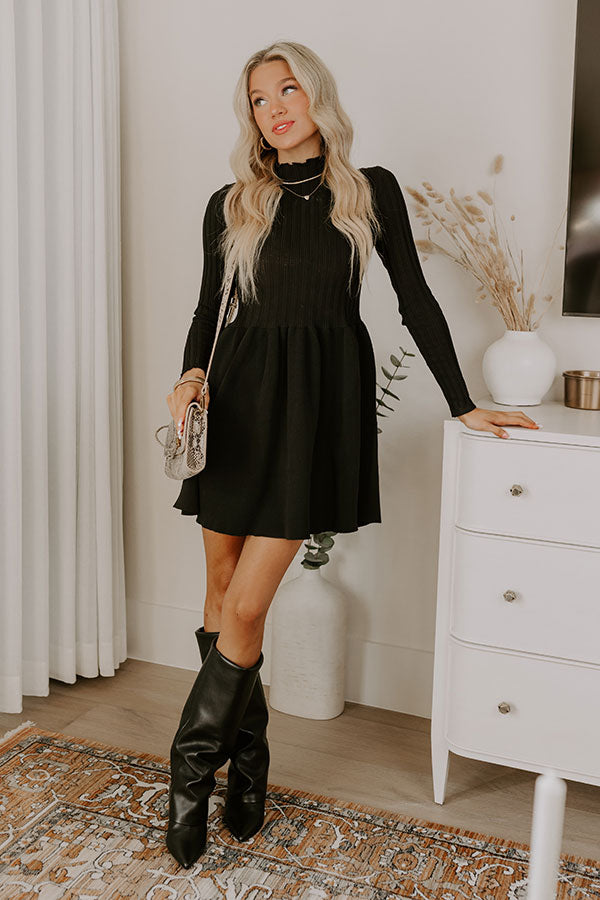 Vineyard Dreaming Knit Mini Dress in Black Image - 1