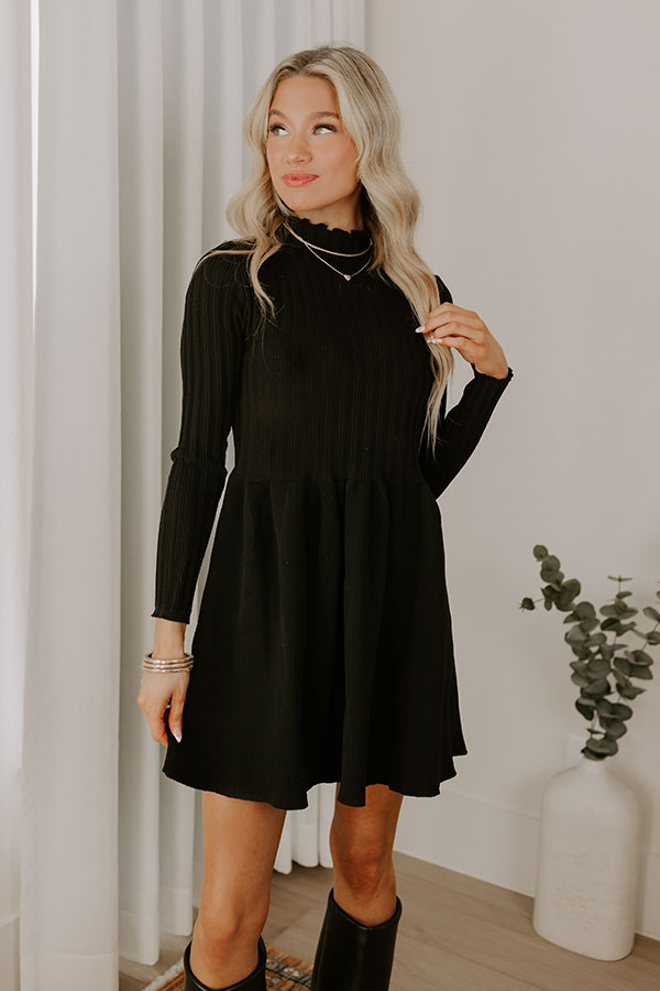 Vineyard Dreaming Knit Mini Dress in Black Image - 2