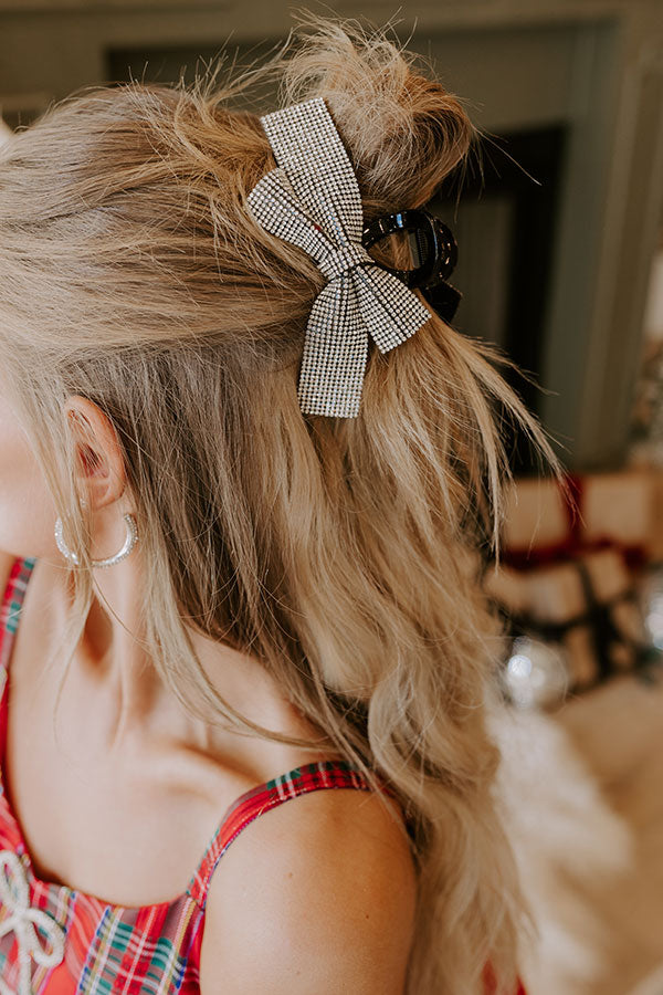 All The Sparkle Bow Hair Claw Clip in Black Image - 2