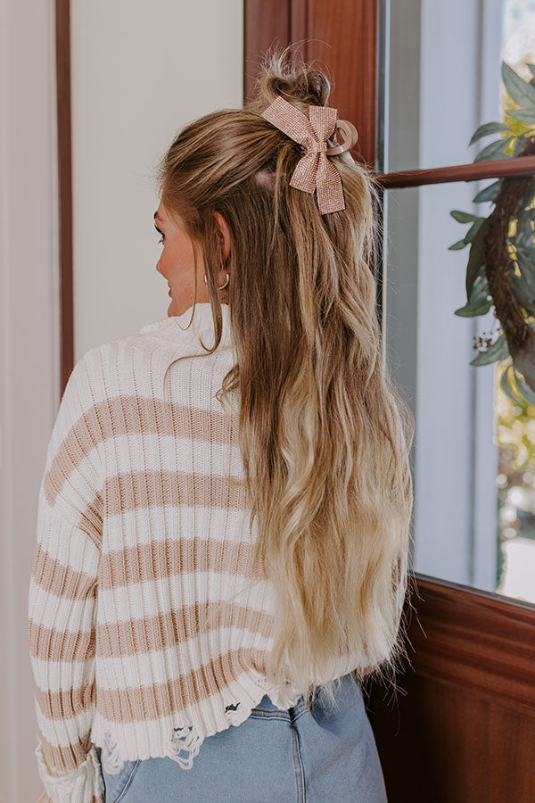 All The Sparkle Bow Hair Claw Clip in Iced Latte Image - 1