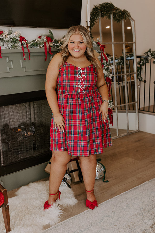 Kiss Under The Mistletoe Plaid Mini Dress Curves Image - 2