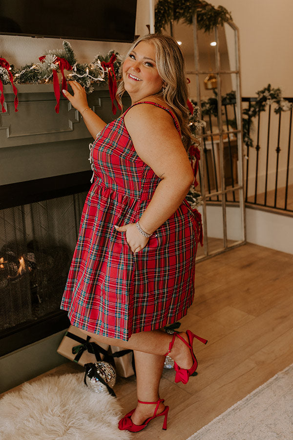 Kiss Under The Mistletoe Plaid Mini Dress Curves Image - 5