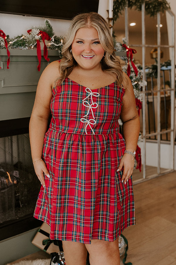 Kiss Under The Mistletoe Plaid Mini Dress Curves Image - 4