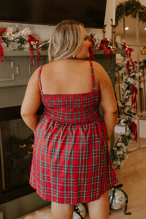Kiss Under The Mistletoe Plaid Mini Dress Curves Image - 3