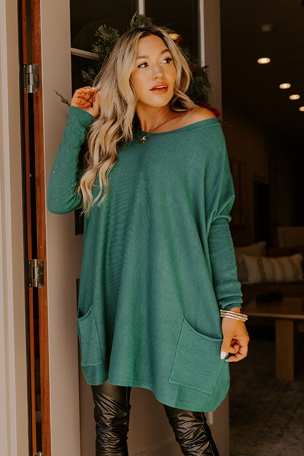 Always Cozy Sweater Top in Hunter Green Image - 5