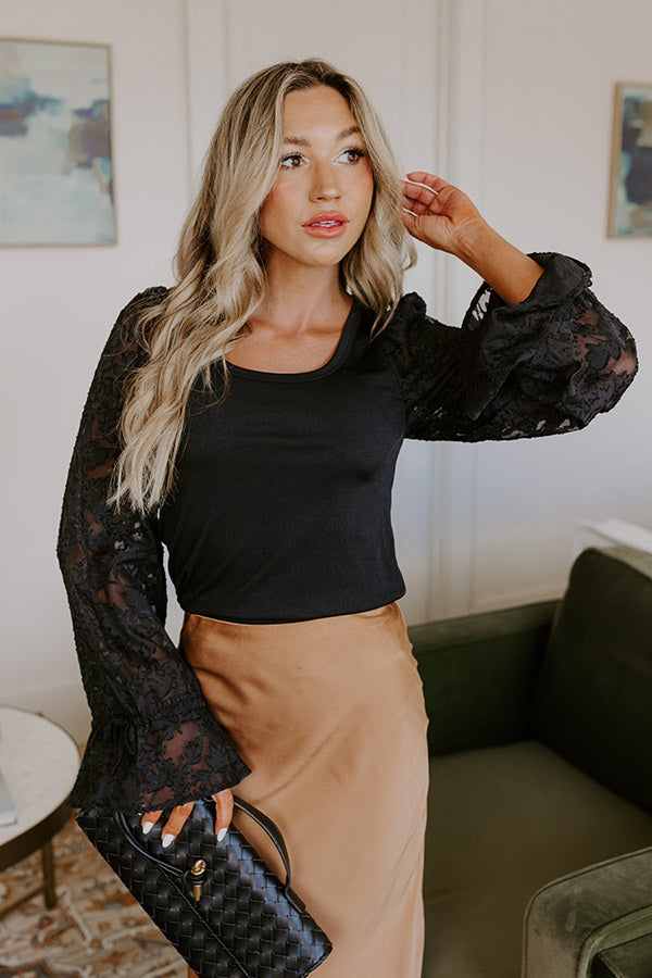 Blissful Smile Jacquard Top in Black Image - 1
