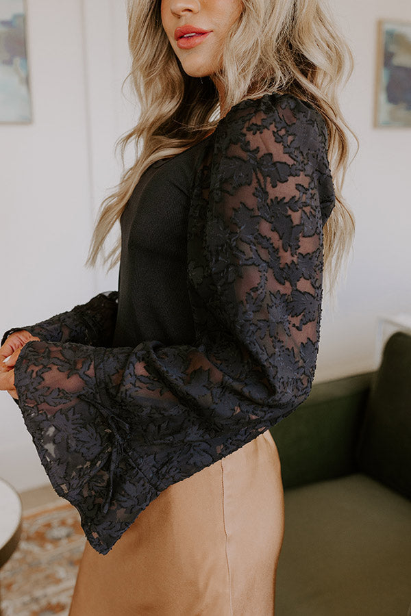 Blissful Smile Jacquard Top in Black Image - 3