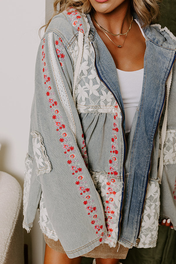 Wildflower Fields Denim Jacket in Light Wash Image - 2