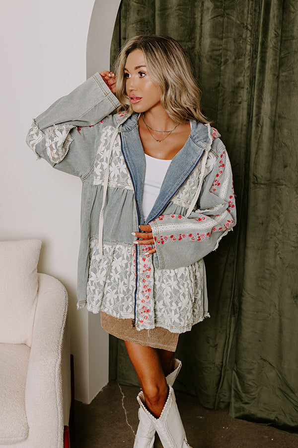 Wildflower Fields Denim Jacket in Light Wash Image - 1