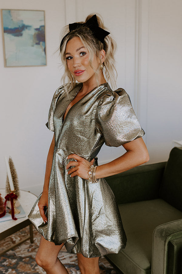 Midnight Sparkle Metallic Mini Dress Image - 3