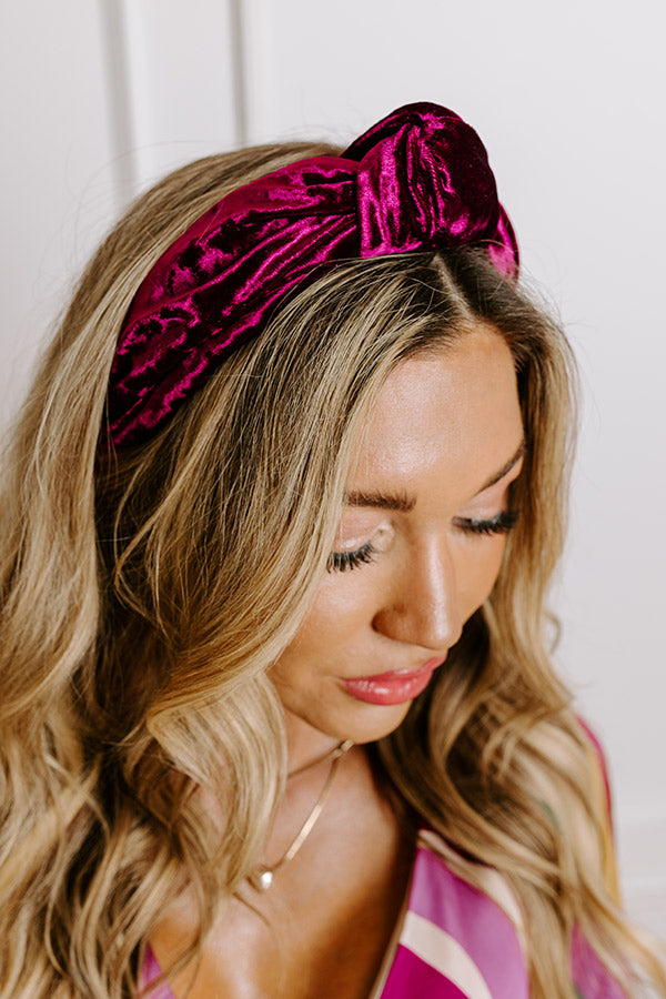 Luxe Lifestyle Velvet Headband in Windsor Wine Image - 2