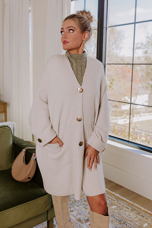 Coffee Aroma Oversized Cardigan in Light Oatmeal Image - 1