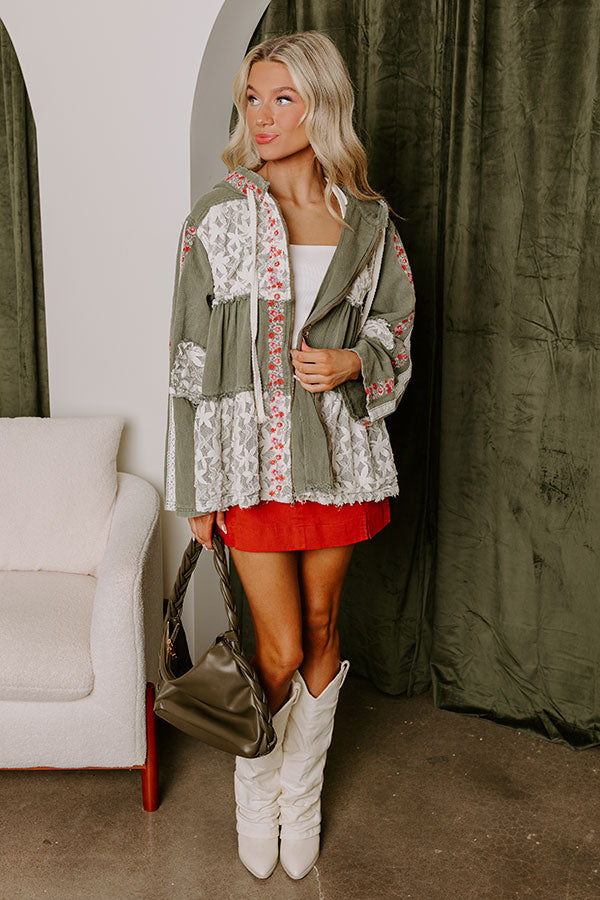 Wildflower Fields Denim Jacket in Olive Image - 1