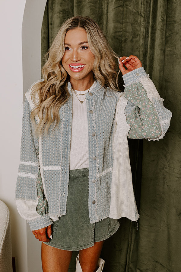Casual Moment Perforated Denim Jacket - Impressions Online Boutique