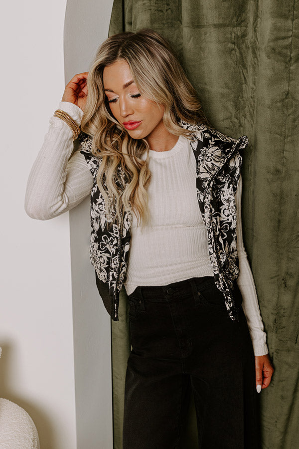 Statement Piece Floral Puffer Vest Image - 1