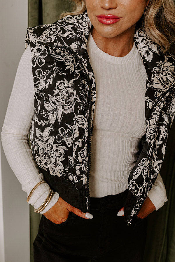 Statement Piece Floral Puffer Vest Image - 2