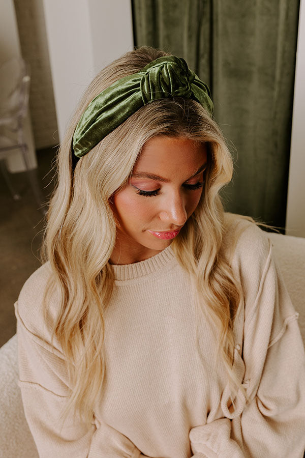 Luxe Lifestyle Velvet Headband in Olive Image - 2