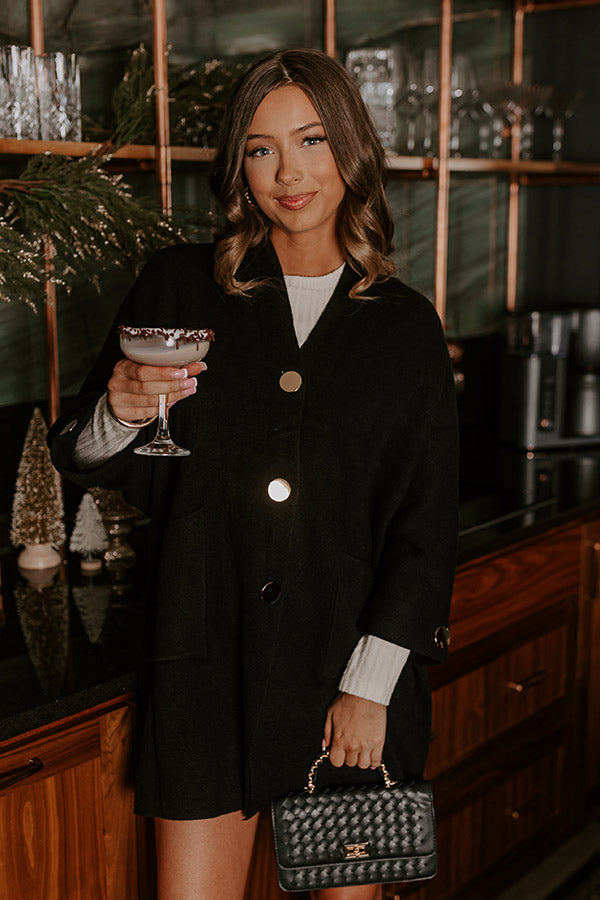 Coffee Aroma Oversized Cardigan in Black Image - 2