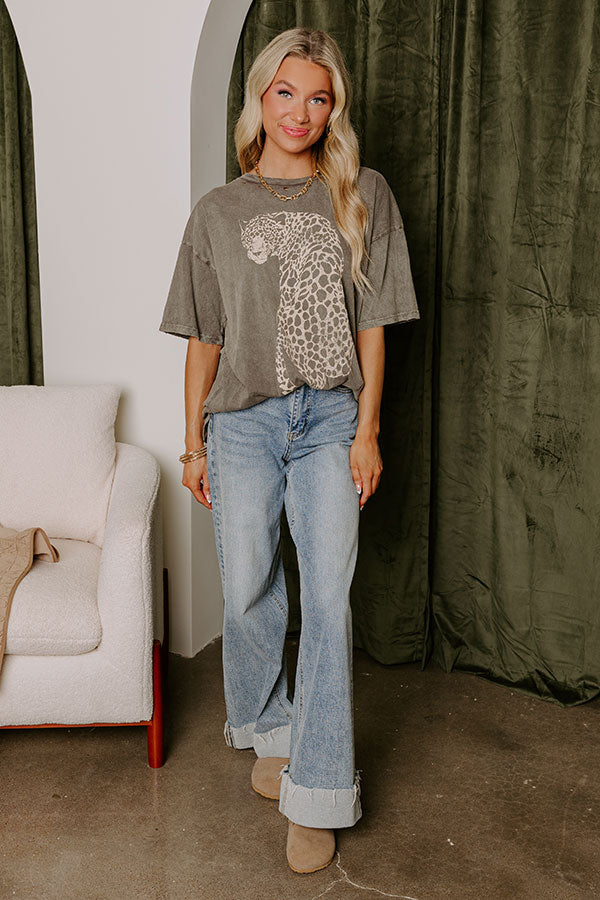 Cheetah Vintage Wash Distressed Graphic Tee Image - 2