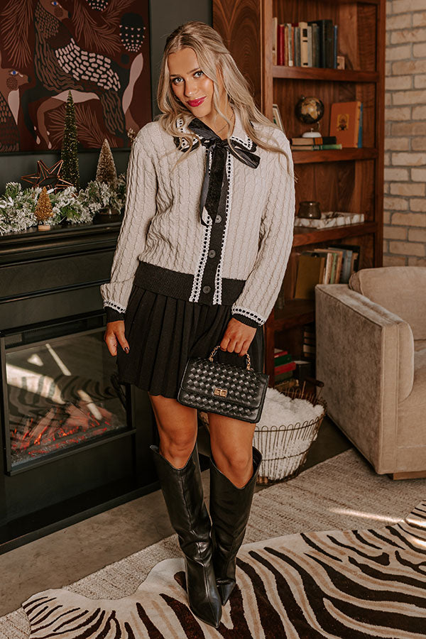 Cozy Cues Cable Knit Sweater Top in Stone Image - 3