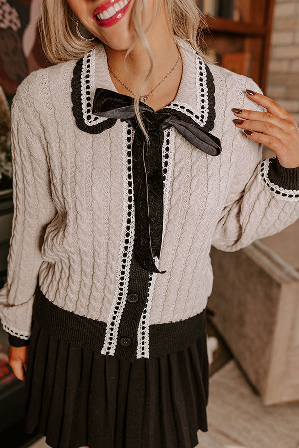 Cozy Cues Cable Knit Sweater Top in Stone Image - 2