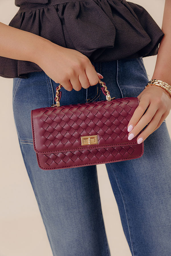 Remarkable Style Faux Leather Woven Purse in Windsor Wine Image - 1