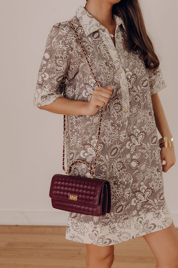 Remarkable Style Faux Leather Woven Purse in Windsor Wine
