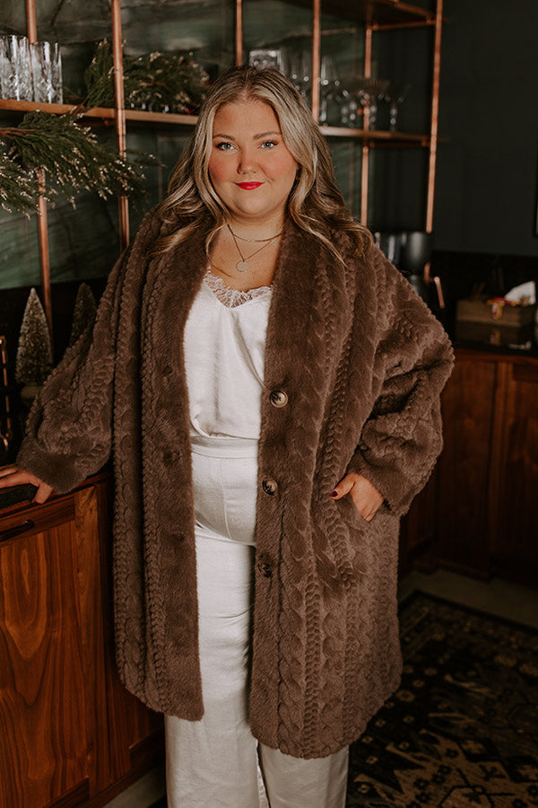 Warm Fuzzy Feeling Faux Fur Coat in Espresso Curves Image - 4