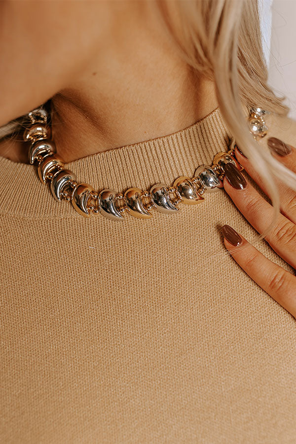 Statement Staple Necklace in 2 Tone Image - 1