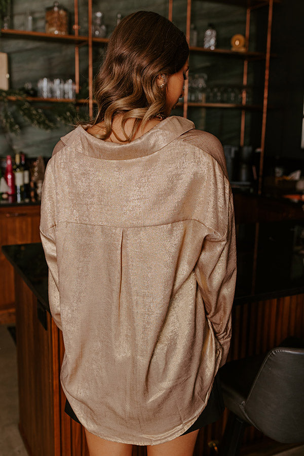 Glistening Smile Metallic Button Up Image - 4