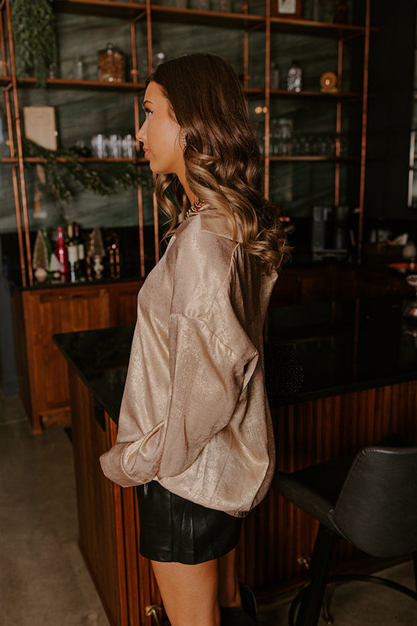 Glistening Smile Metallic Button Up Image - 5