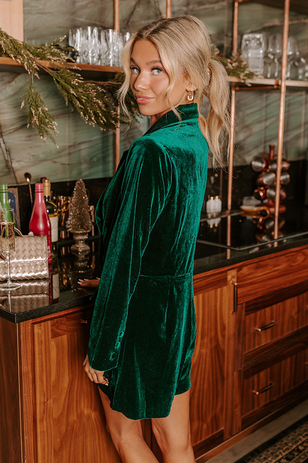 Holiday Soiree Velvet Romper in Hunter Green Image - 3