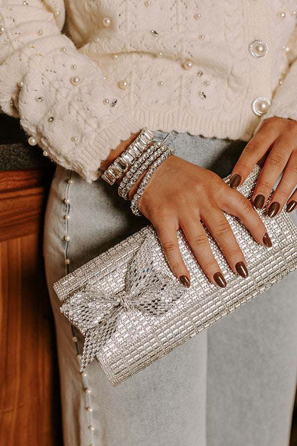 Gala Ready Rhinestone Clutch in Silver Image - 4