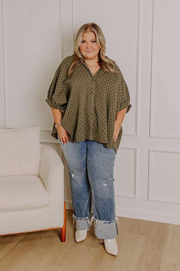 olive button-up shirt