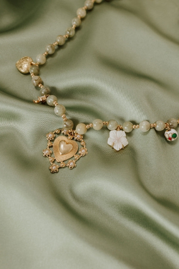 Chic Moment Charm Necklace in Sage
