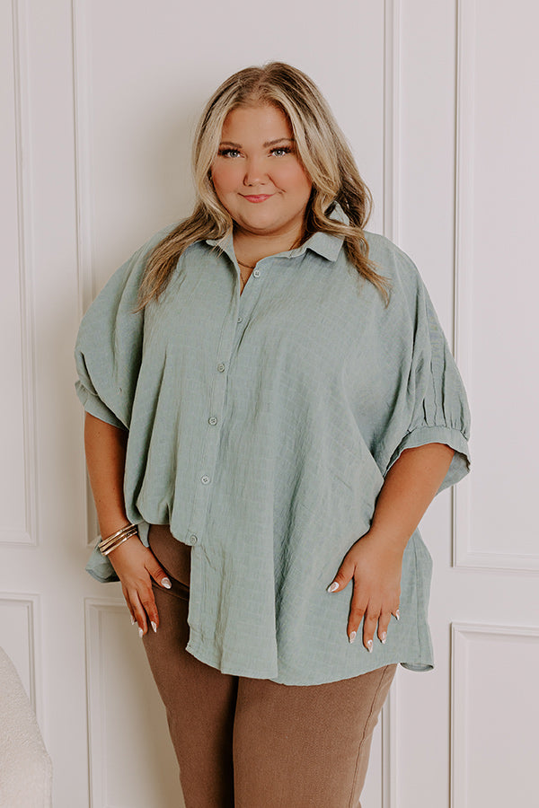 Fit Check Oversized Button Up in Blue Curves Image - 2