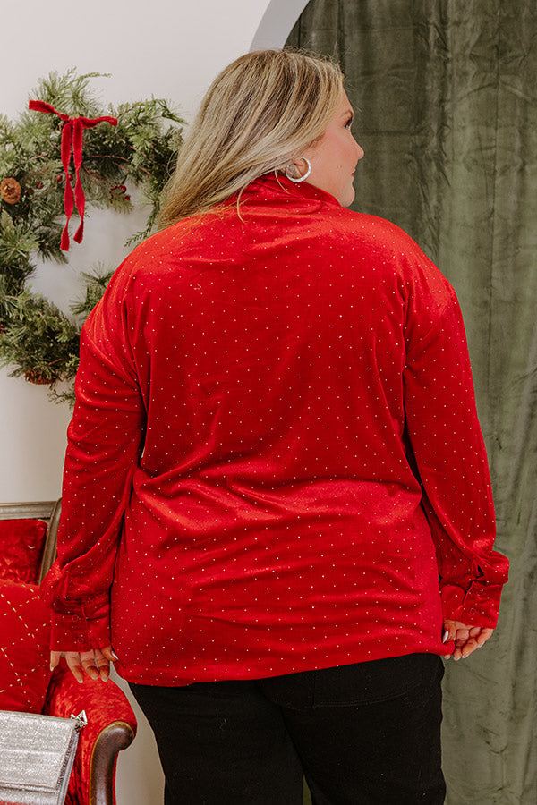 Twinkling Lights Velvet Button Up Curves Image - 4
