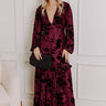 Moonlit Rendezvous Velvet Burnout Maxi Dress in Windsor Wine Image - 1