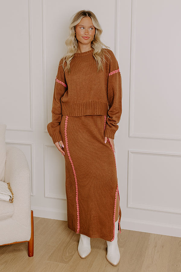 Coffee Shop Cutie Knit Sweater in Chocolate Image - 2