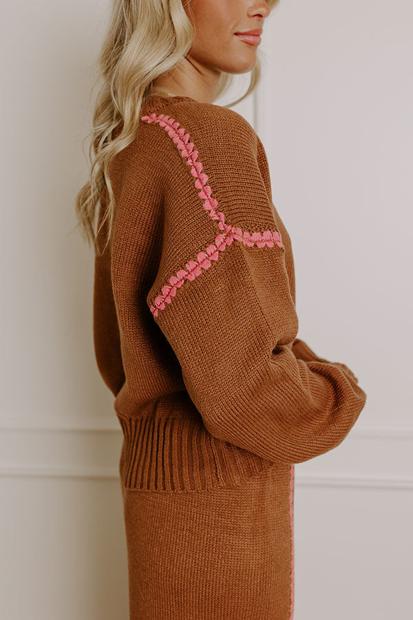 Coffee Shop Cutie Knit Sweater in Chocolate Image - 5