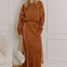 Coffee Shop Cutie High Waist Knit Maxi Skirt in Chocolate Image - 1