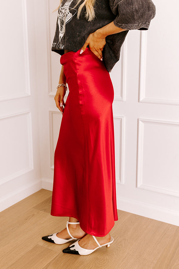 The Cristy High Waist Satin Midi Skirt Image - 5