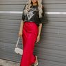 The Cristy High Waist Satin Midi Skirt Image - 1
