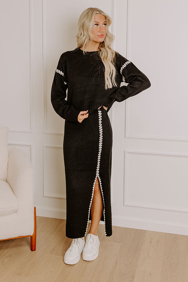 Coffee Shop Cutie Knit Sweater in Black Image - 2