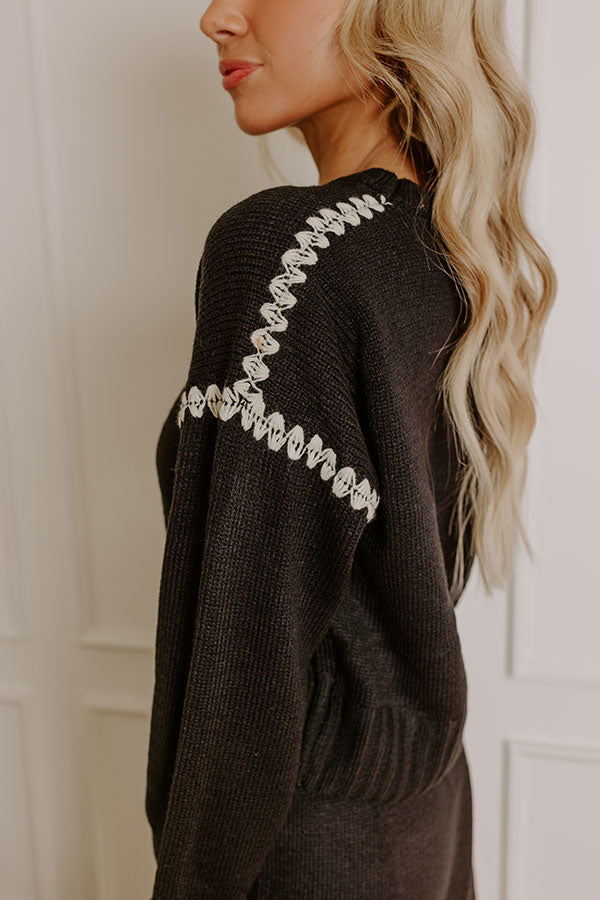 Coffee Shop Cutie Knit Sweater in Black Image - 3
