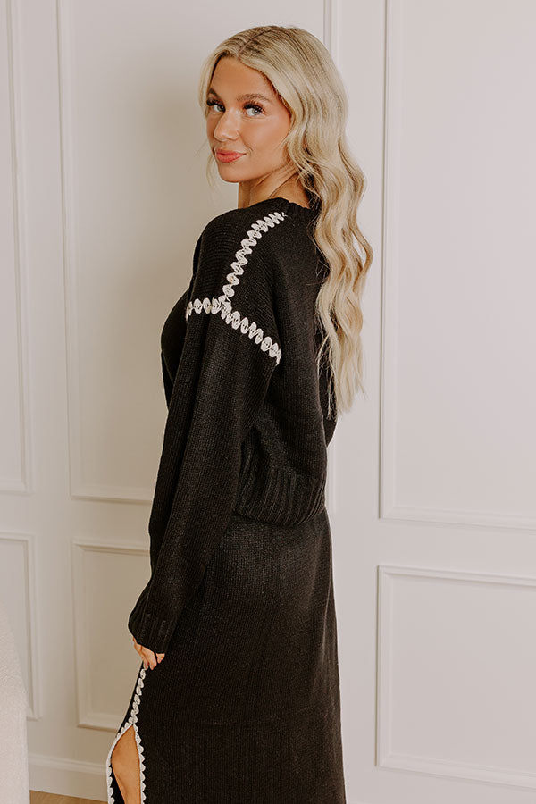 Coffee Shop Cutie Knit Sweater in Black Image - 4