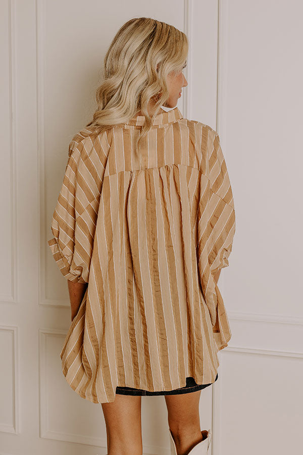 Pumpkin Spice Cutie Oversized Button Up in Camel Image - 5